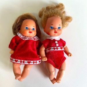 Vintage 1976 Mattel Heart Family Baby Dolls set of 2